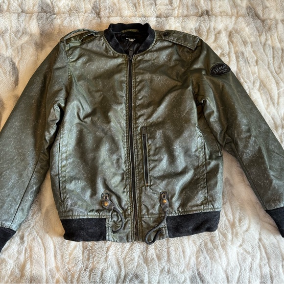 Diesel bomber jacket men’s Green W Silver Flecks - Picture 2 of 4
